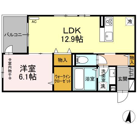 パストラルヴェール雨宮(1LDK/3階)の間取り写真