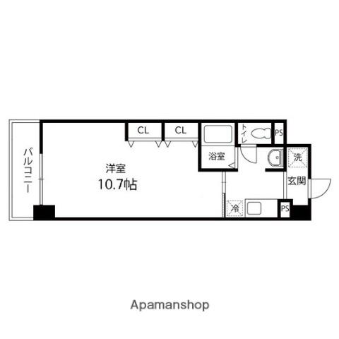 PRESIDENT IN 上杉(1K/6階)の間取り写真