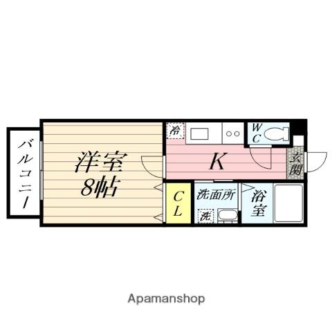 エクシア平成(1K/2階)の間取り写真