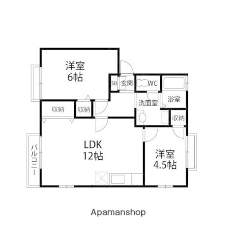 キャステール八乙女(2LDK/2階)の間取り写真