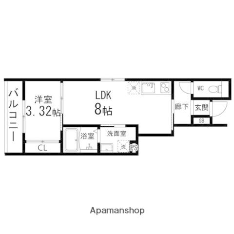 ペアレシア泉ヶ丘Ⅶ(1LDK/1階)の間取り写真