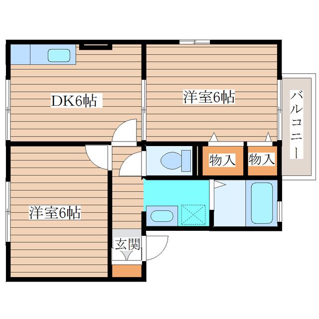 ロイヤルハイツ25(2DK/2階)の間取り写真