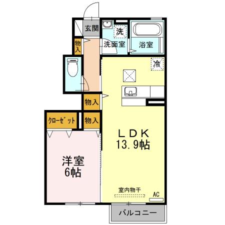 ノースアートヒルズ(1LDK/1階)の間取り写真