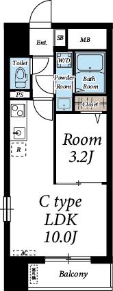 サンライズ本町(1LDK/9階)の間取り写真