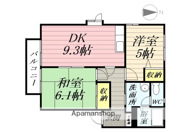 フレグランス斎藤(2DK/2階)の間取り写真