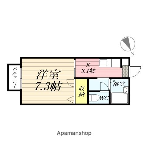 HILLS MIKI(1K/2階)の間取り写真
