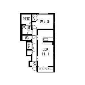 メゾン・ド・ハシヌマC(1LDK/1階)の間取り写真