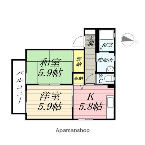 ラフィーネ高玉A(2K/1階)の間取り写真