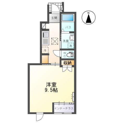 ティーフォレストII(1K/1階)の間取り写真