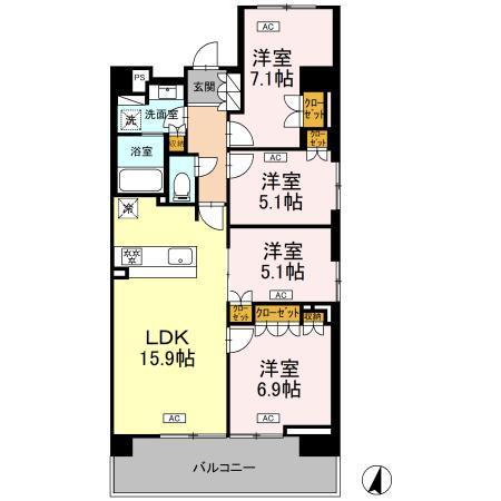 ロイヤルパークス仙台青葉通(4LDK/14階)の間取り写真