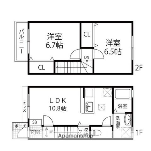 ルミエールⅤ(2LDK/1階)の間取り写真