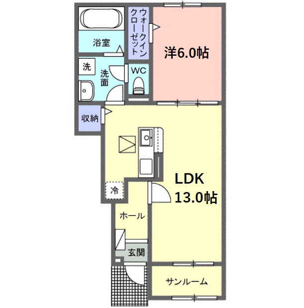 サニーセトル拾弐号館(1LDK/1階)の間取り写真