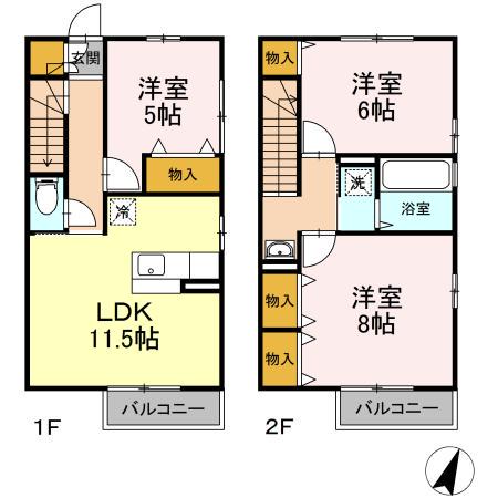 エム　フィールド　南中山　Ａ(3LDK)の間取り写真