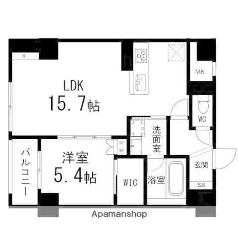 ルアーナ・エール・レジデンス仙台(1LDK/5階)の間取り写真