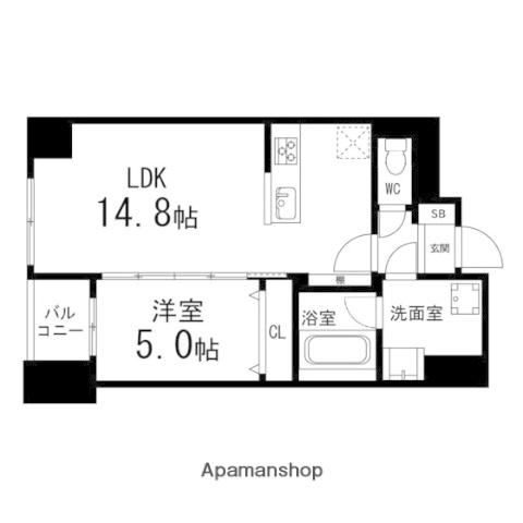 ルアーナ・エール・レジデンス仙台(1LDK/2階)の間取り写真