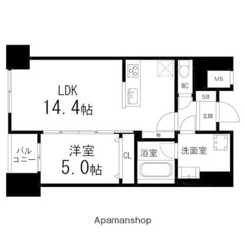 ルアーナ・エール・レジデンス仙台(1LDK/3階)の間取り写真