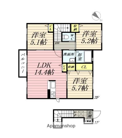 フォレストⅠ(3LDK/2階)の間取り写真