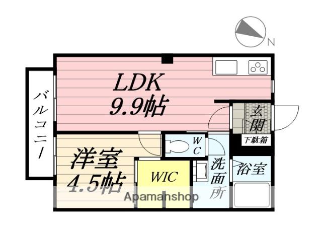 ディアスパルク(1LDK/1階)の間取り写真
