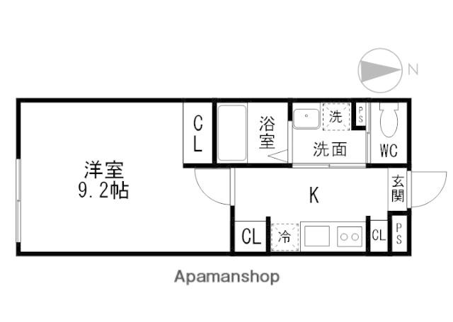 リアンテラス(1K/1階)の間取り写真