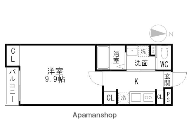 リアンテラス(1K/2階)の間取り写真