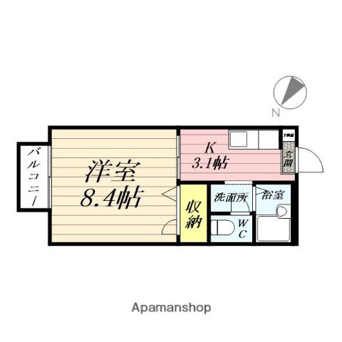 ポワロSJ(1K/2階)の間取り写真