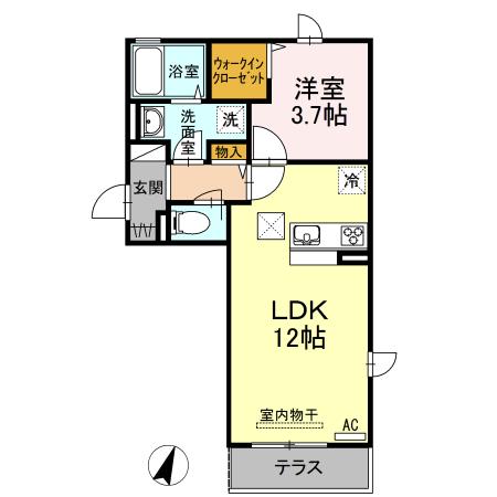 グランシャリオ千代田(1LDK/1階)の間取り写真