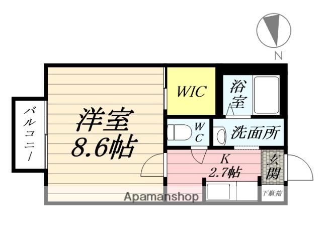 ディア・コート高松(1K/2階)の間取り写真