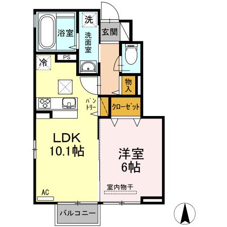 D-ROOMエクセル(1LDK/1階)の間取り写真