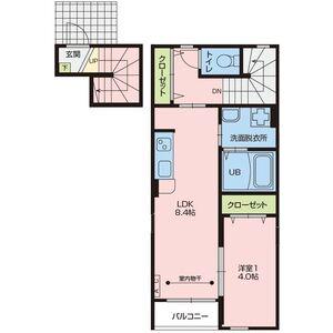 SERESTA吉岡(1LDK/2階)の間取り写真