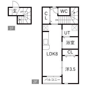 SOLEIL MARE (1LDK/2階)の間取り写真