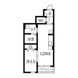 WISPERIA穂波(1LDK/1階)の間取り写真