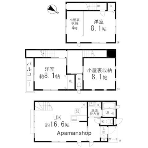 角五郎メゾネット(2LDK/1階)の間取り写真
