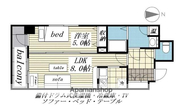 HF一番町レジデンス(1LDK/5階)の間取り写真
