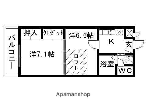 カーサアビタービレ(2K/1階)の間取り写真
