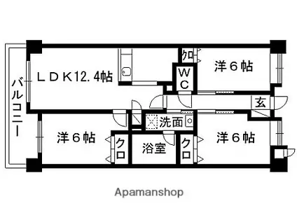 S-BOX泉(3LDK/6階)の間取り写真