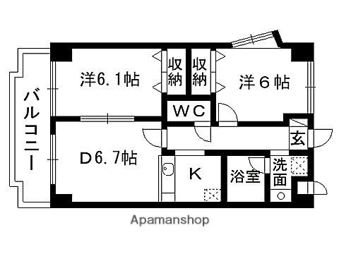 ツインプラザ幸(2DK/6階)の間取り写真