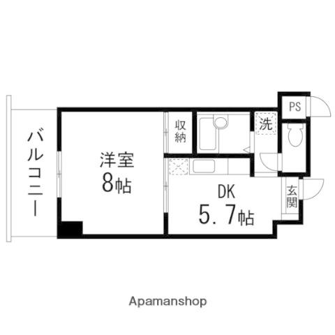 YSKコーポ卸町(1DK/6階)の間取り写真