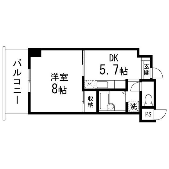 YSKコーポ卸町(1DK/4階)の間取り写真