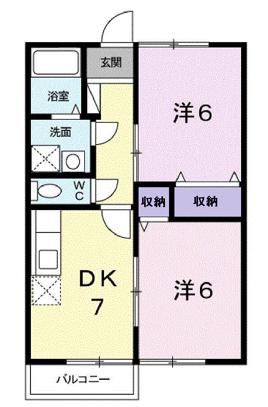 フィオーレA(2DK/2階)の間取り写真