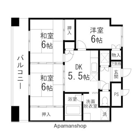 卸町マンションフタバ(3DK/8階)の間取り写真