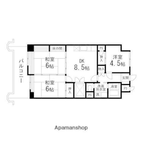 卸町マンションフタバ(3DK/12階)の間取り写真