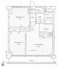 フィットエル仙台一番町(2LDK/14階)の間取り写真