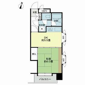 ライオンズマンション上杉西(1DK/3階)の間取り写真