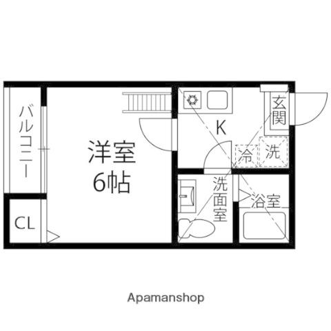 SUNNY SIDE連坊(1K/1階)の間取り写真