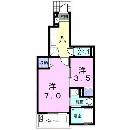 M&T沖野(2K/1階)の間取り写真