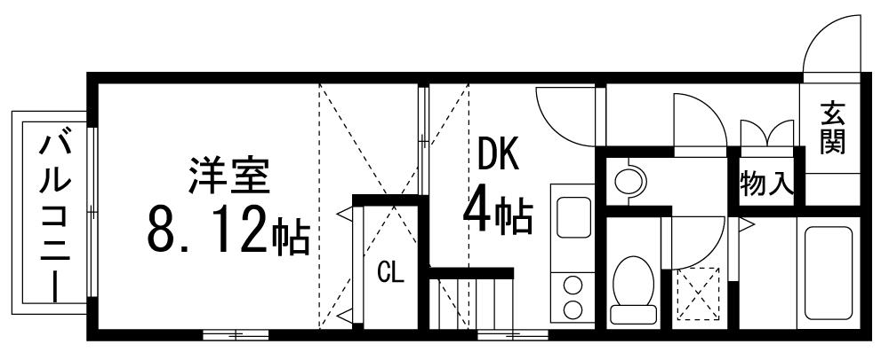 アフォリステーションノース弐番館(1DK/1階)の間取り写真
