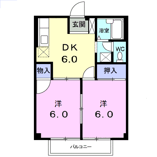 シティハイツ77(2DK/2階)の間取り写真