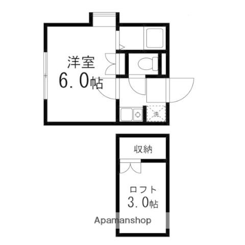 アップルハウス松ヶ丘B(1K/1階)の間取り写真