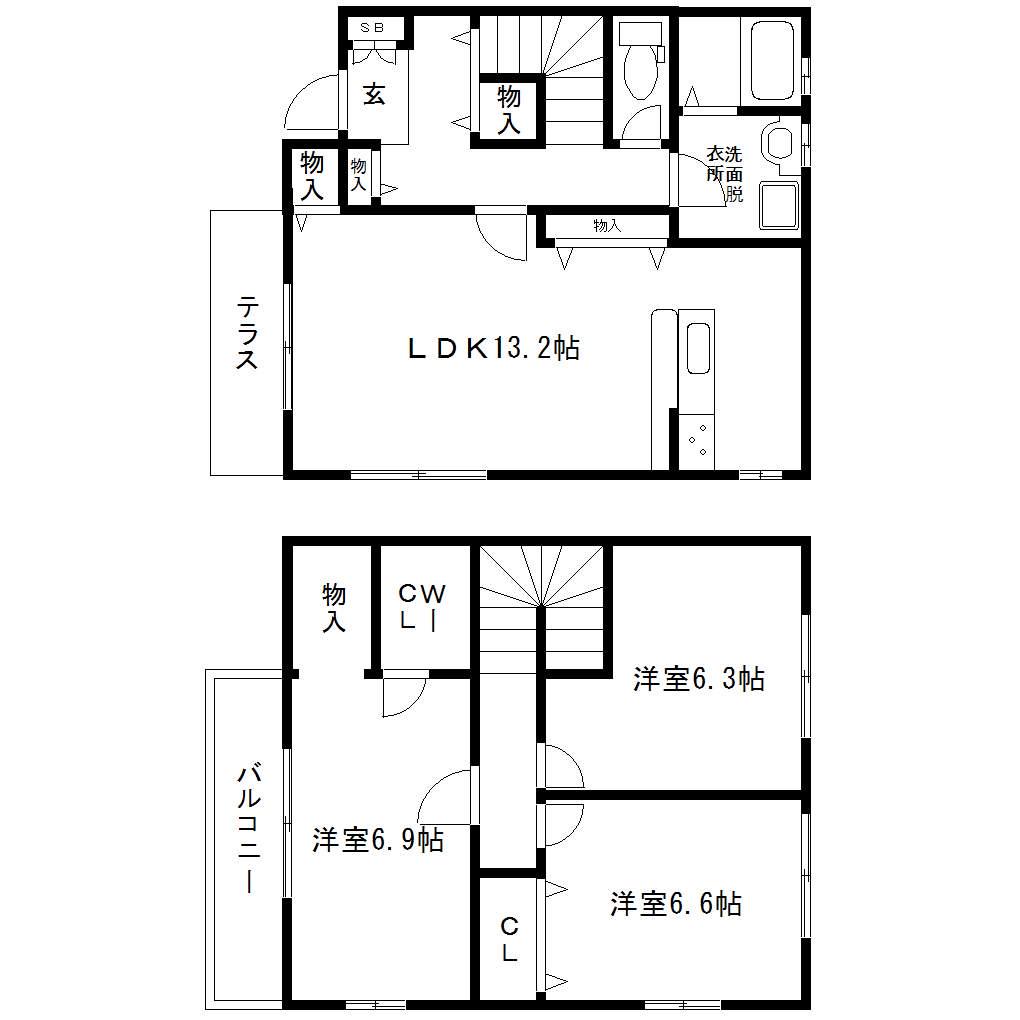 コンフォール中倉(3LDK)の間取り写真