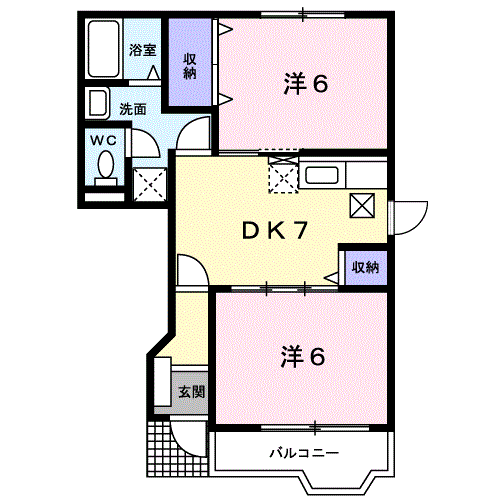 PATIENT上野山(2DK/1階)の間取り写真